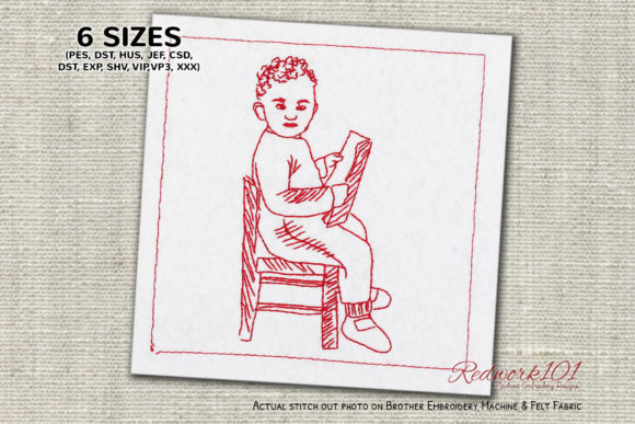 Boy Reading a Book Embroidery Design Review