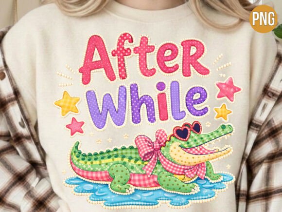 Cute Faux Embroidery Alligator for Seasonal Projects