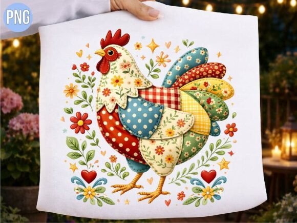Faux Embroidery Rooster Floral Craft PNG Review