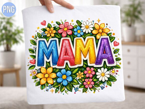 Mama Colorful Floral Embroidery PNG Review for Sweatshirt Projects