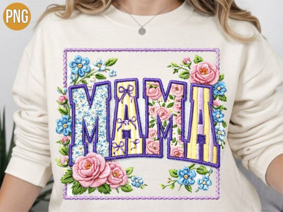 Mama Floral Embroidery Frame PNG T-Shirt Design Review