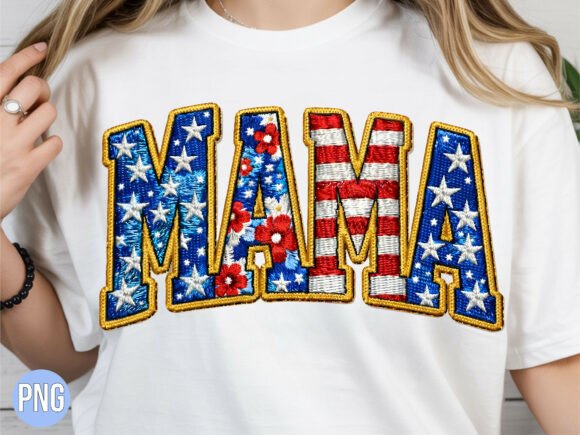 Mama USA Flag Floral Embroidery PNG: A Designer's Perspective