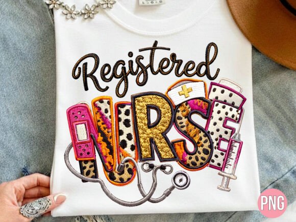 Registered Nurse Embroidery Style PNG: A Heartfelt Design for Personalized Gifts