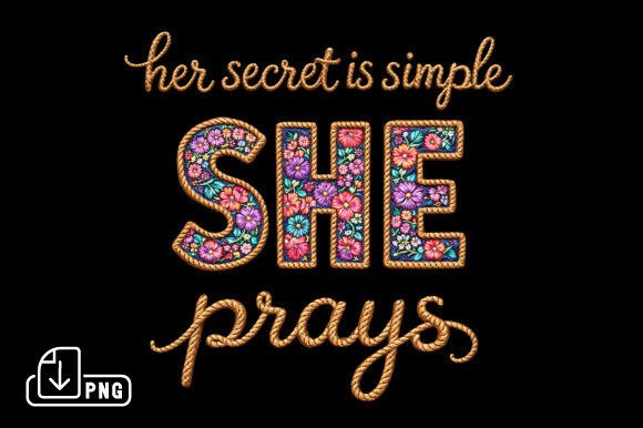 SHE Prays Faux Embroidery Christian PNG Review
