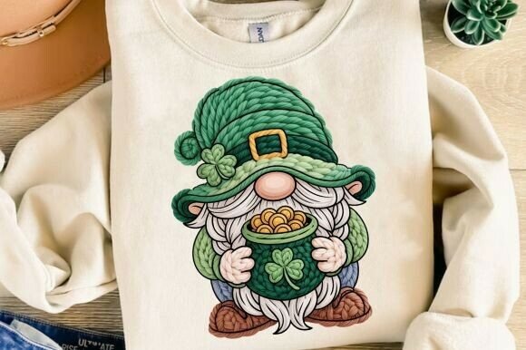 St Patrick Gnome PNG, Faux Embroidery Review for Personalized Gifts